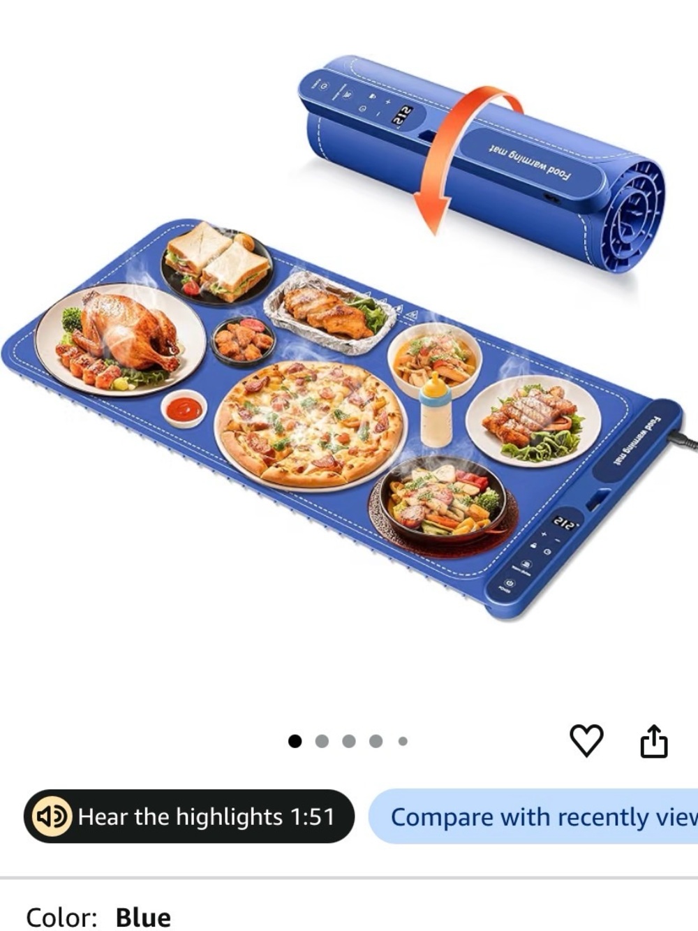 Silicone Warming Mat Electric Warming Tray - Purple